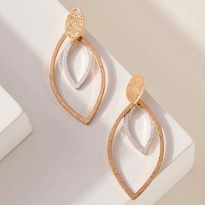 Silver & Gold Leaf Shape Layered Earrings